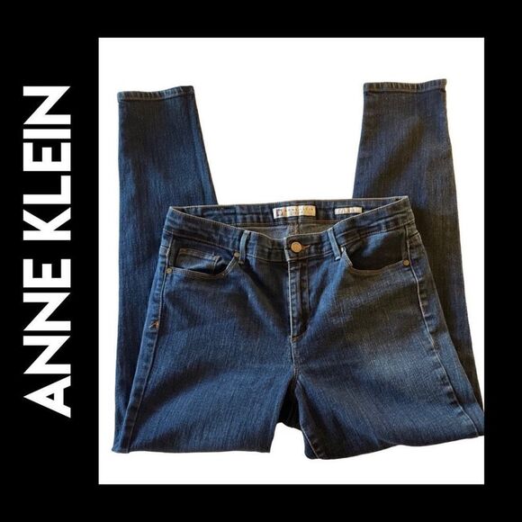 Anne Klein Women's Skinny Jeans Missy Denim Stretchy Side Zip Dark Wash Size 12 - Picture 1 of 15